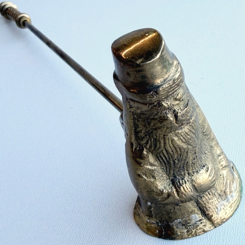 Vintage Brass Candle Snuffer Gold Bearded Man Ornate Old World Cottage Cabincore